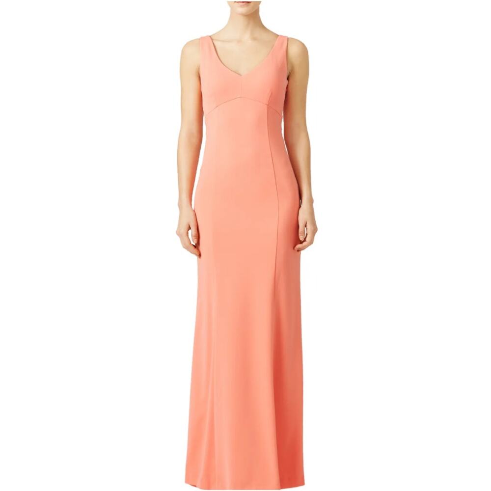 Laundry by Shelli Segal Evening Gown Dress Women Size 4 Coral Crepe Elegant NWT